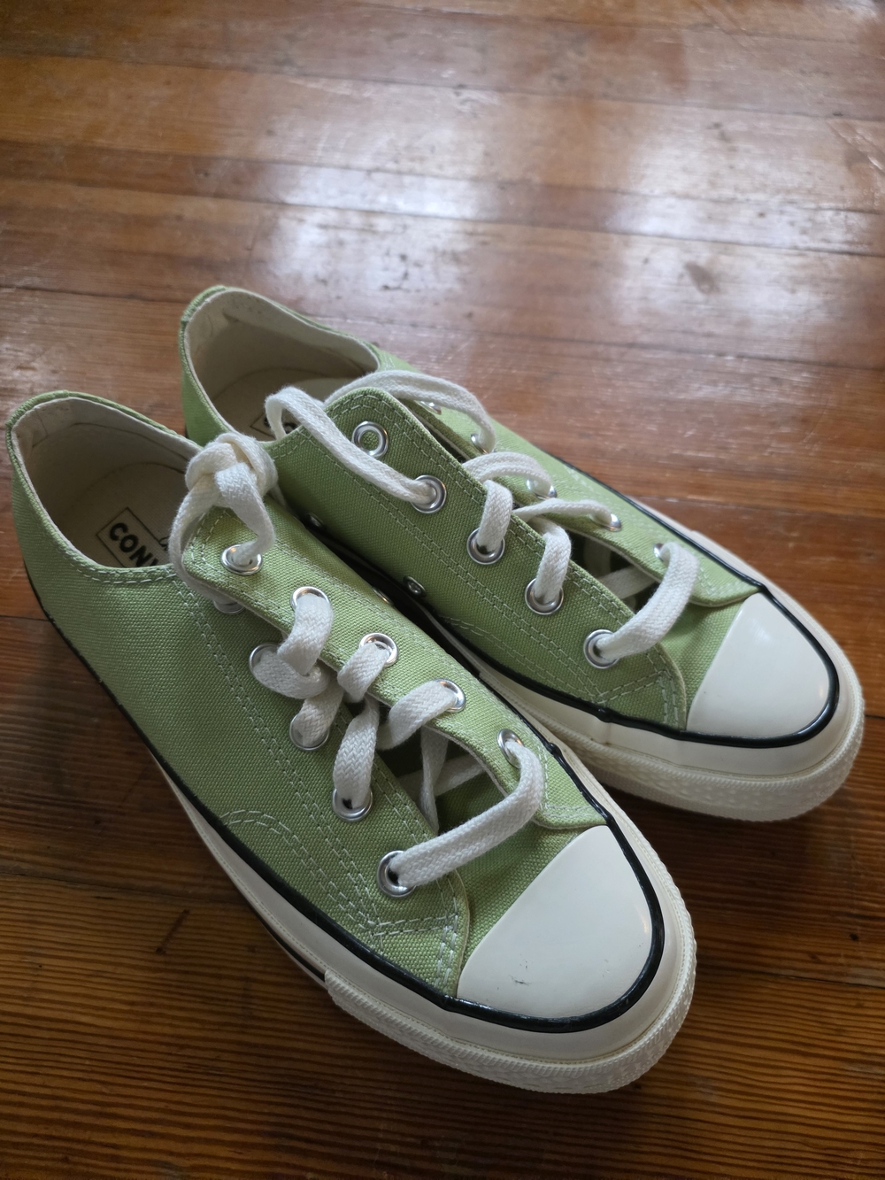 Converse Kids Low Top Canvas Sneakers in Pastel Green with White Accents